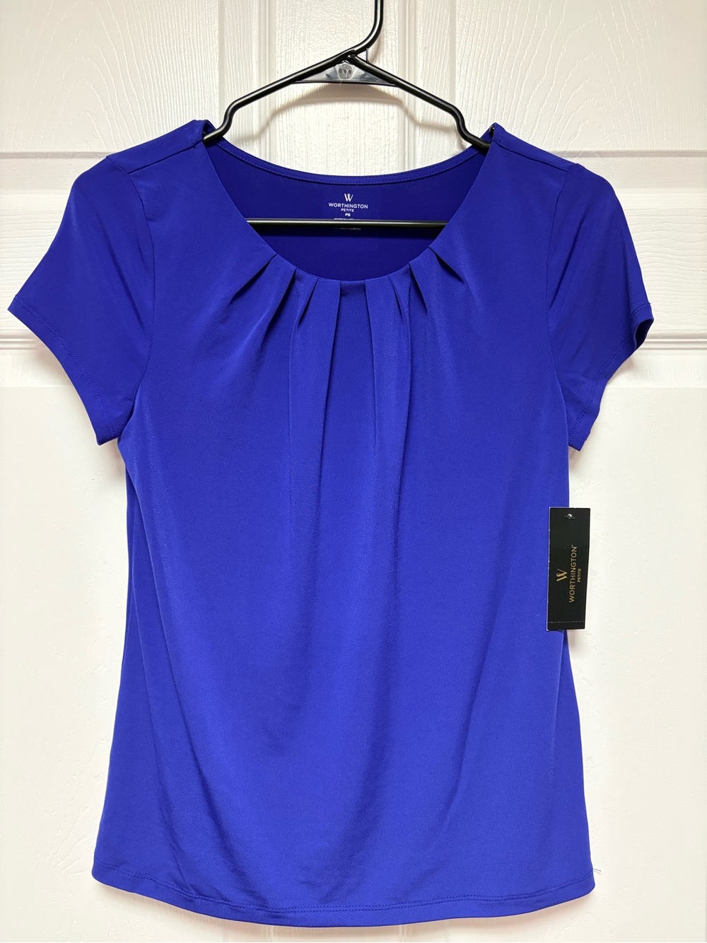 NWT Worthington Pleated Scoop Neck Short Sleeve Top
